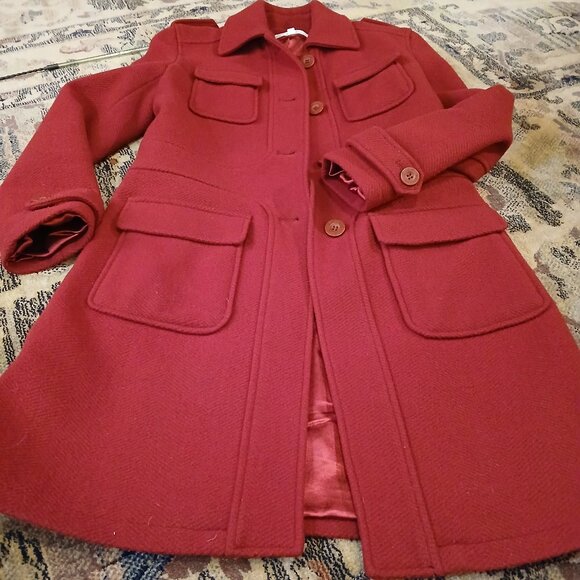 ELAM Red Wool Blend Long Peacoat 36 EU/XS US - Picture 11 of 11